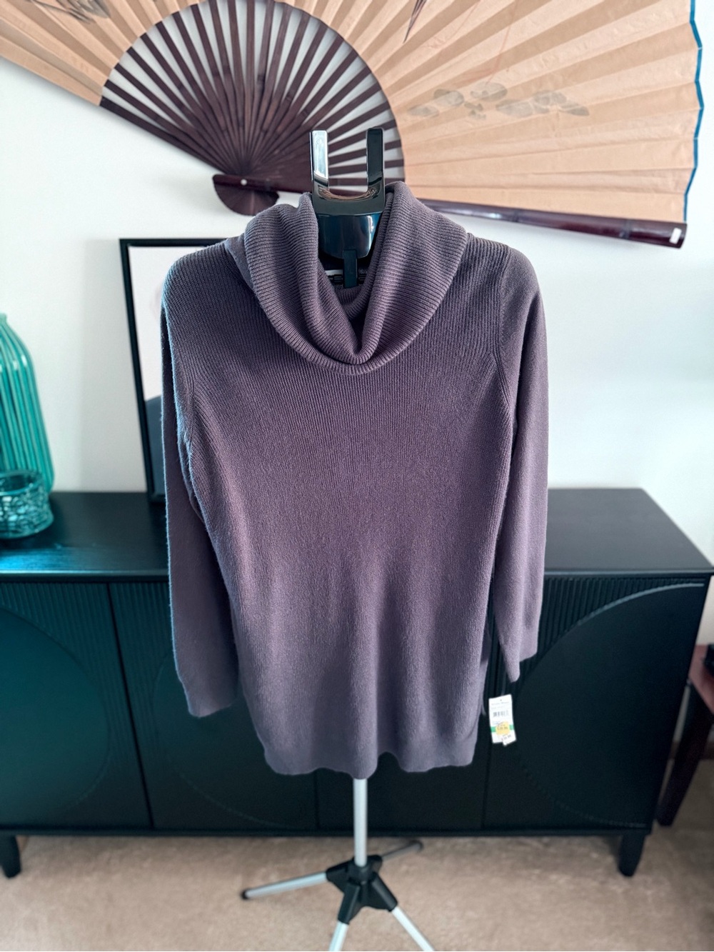 Studio Works Gray Tunic Cowl Neck Sweater
